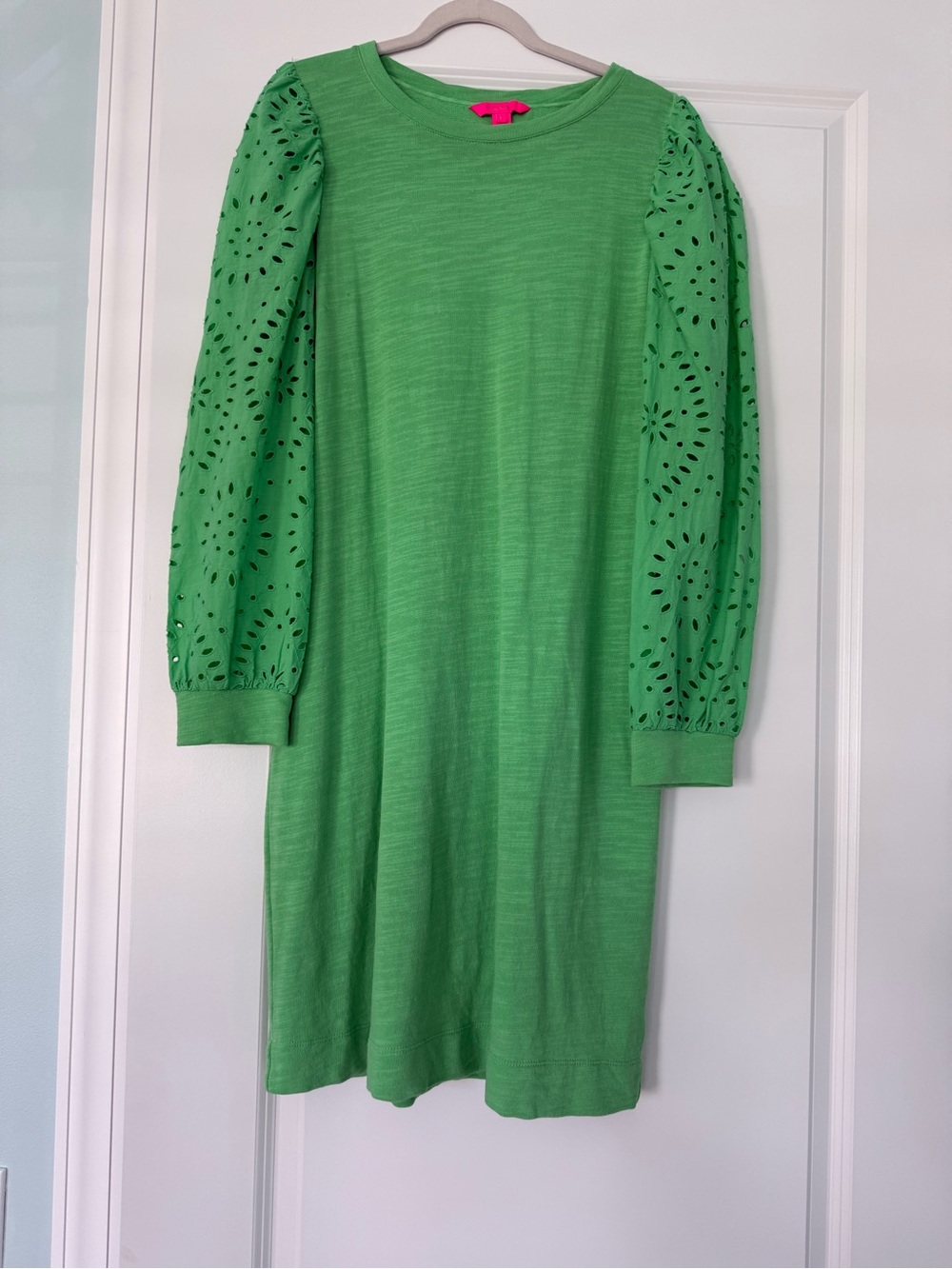 Lilly Pulitzer Etta Green Eyelet Puff Sleeve Dress Size L